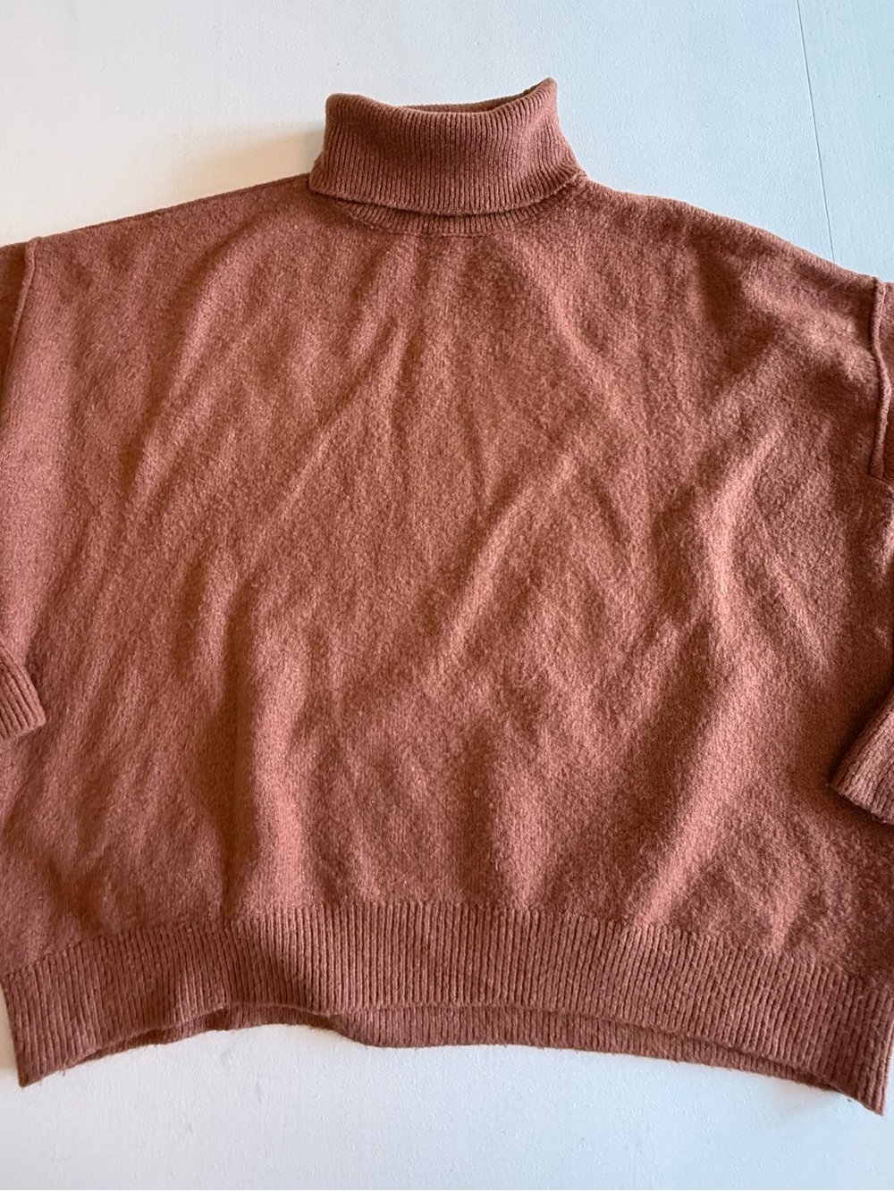 Soft Rust Turtleneck Knit Pullover